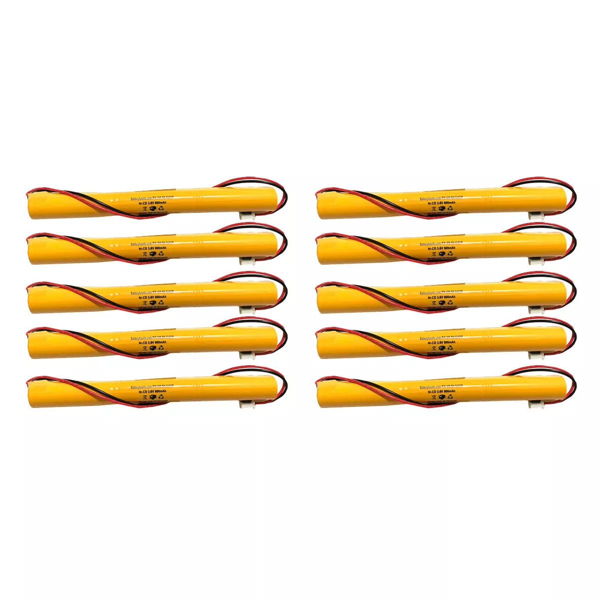 (10 Pack) 3.6v 900mAh Ni-CD Battery Pack Replacement for Emergency / Exit Light