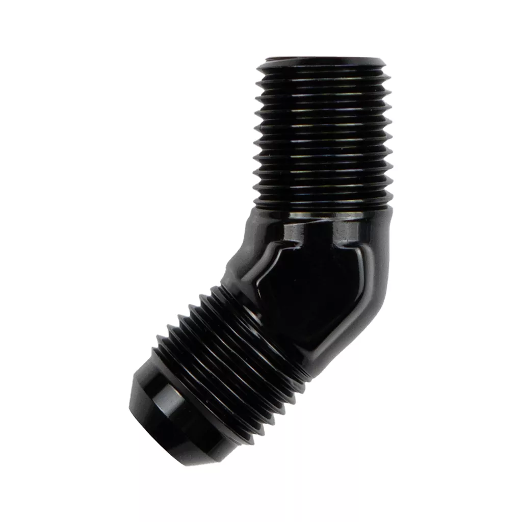 -10 AN to 3/8" NPT 45 Degree Elbow Adapter Black