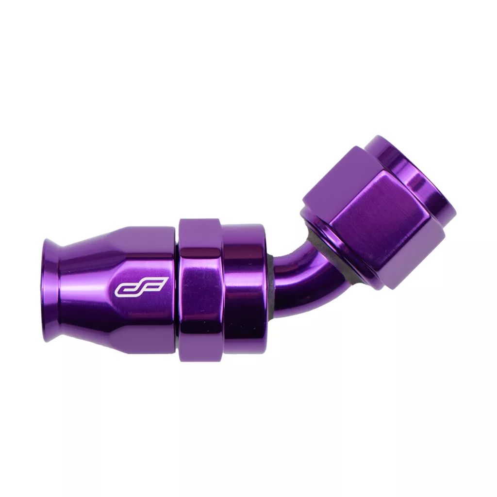-12 AN 45 Degree Female Aluminum Hose End (PTFE) Purple
