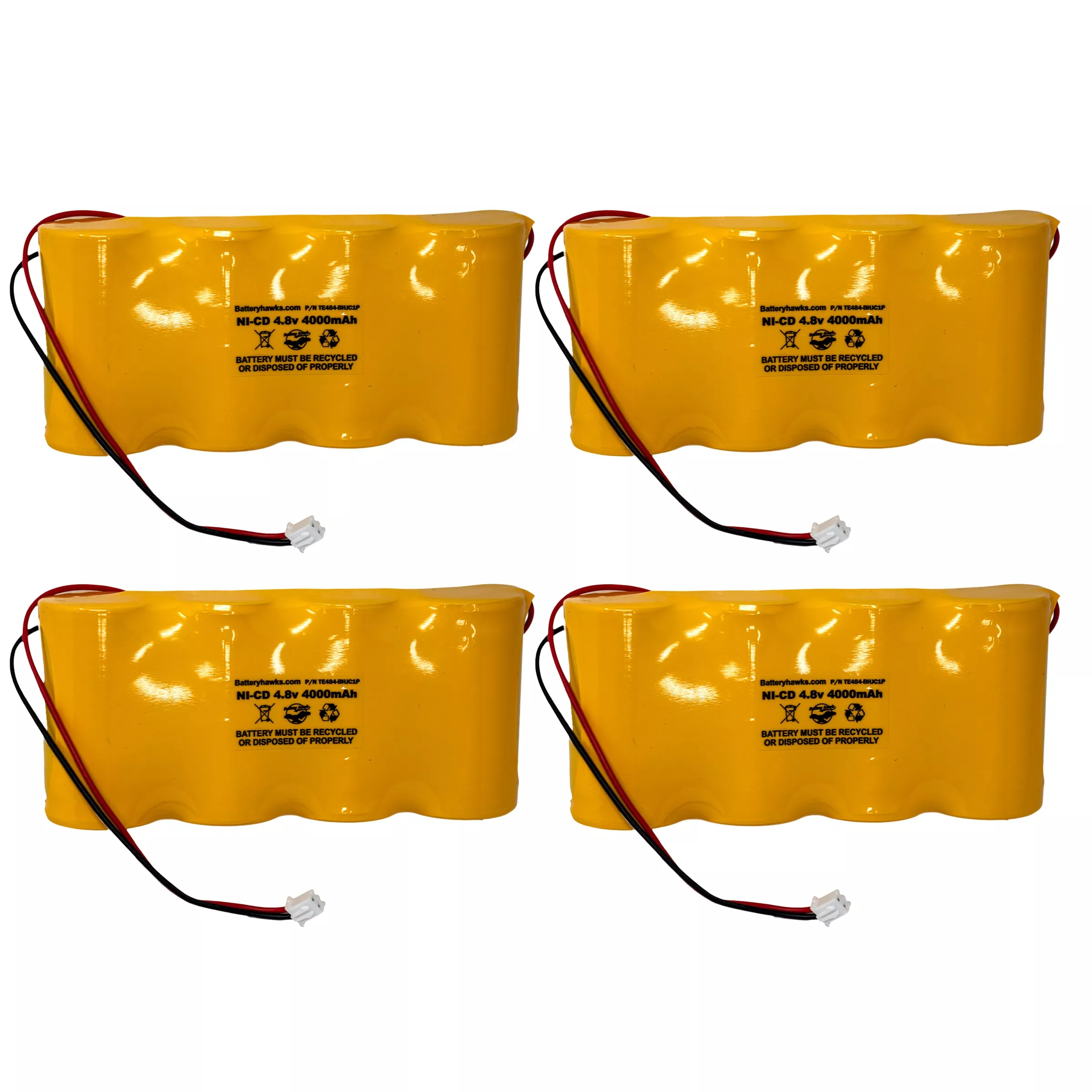 (4 Pack) 4.8v 2000mAh Ni-CD Battery Pack Replacement for Exit / Emergency Lights