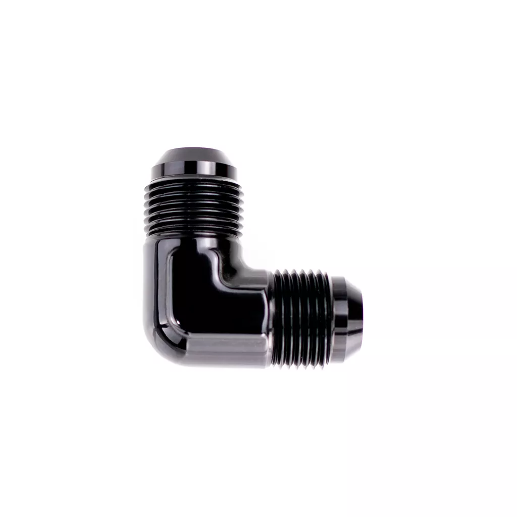 -6 AN Fitting 90 Degree Male to Male Flare Union Black