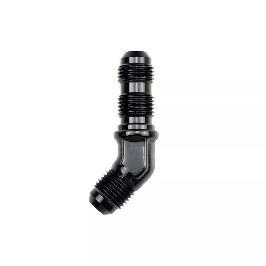 -6AN 45 Degree Bulkhead Fitting Black