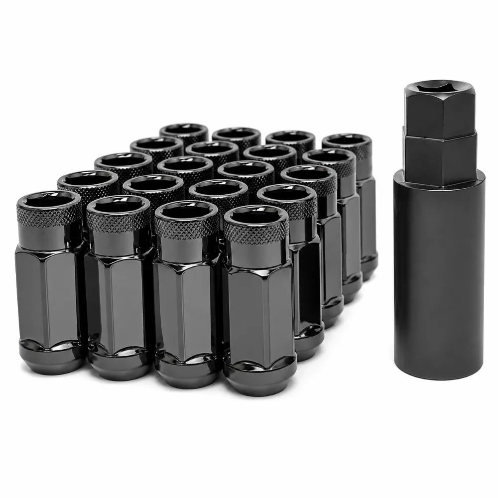 Wheel Mate 33006T Monster Open End Lug Nut Set | M14x1.50 | Black Chrome | 48mm | 20-Piece Set | 60-Degree Conical | Forged Steel | Made in Japan
