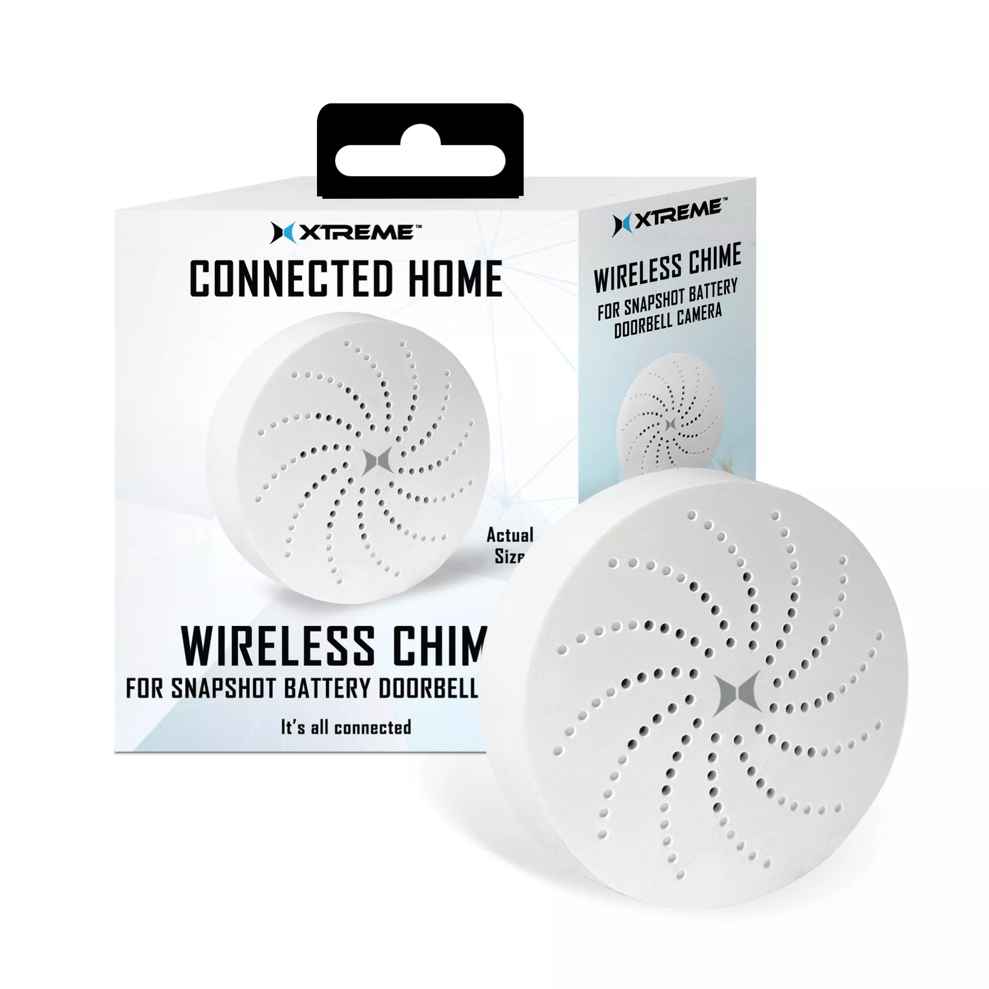 Xtreme Connected Home Wireless Chime with USB Adapter, 16 Ringtones, and Snapshot Battery for Smart Doorbell Systems