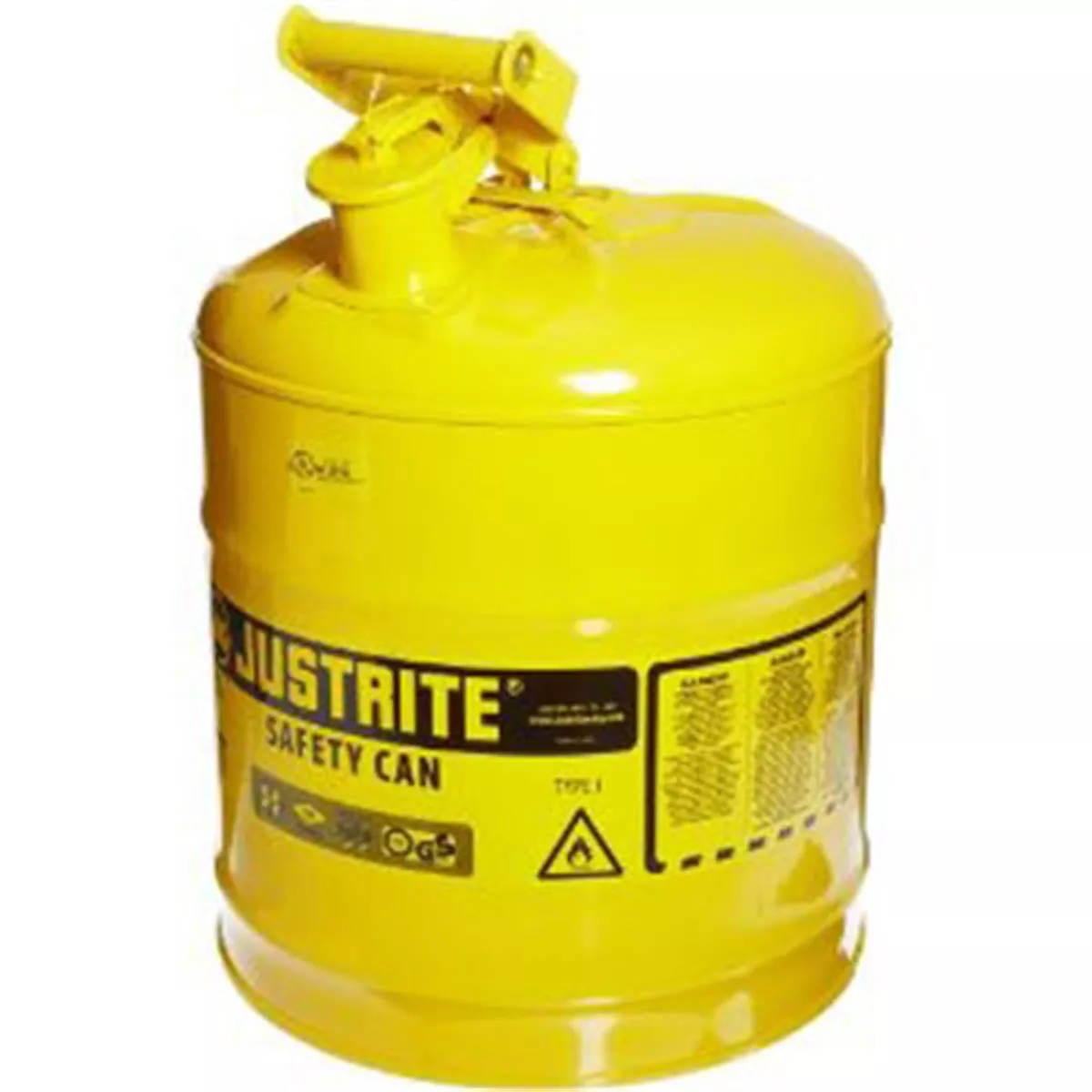 Yellow Metal Safety Can, Type 1, Five Gallon Capacity, for Diesel Fuel and Other