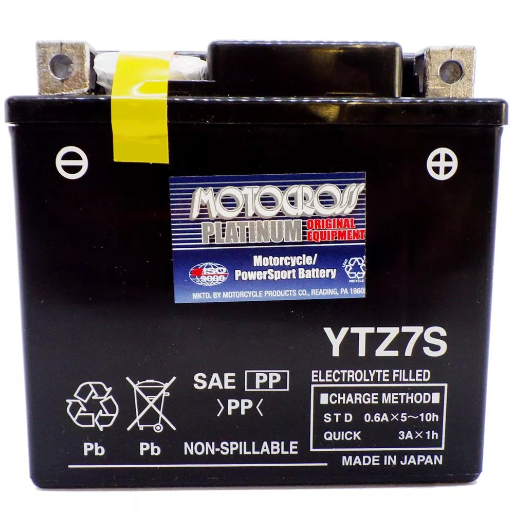 YTZ7S High Performance 12V AGM MC Battery, FA, 6 AH, 130 CCA M727ZS